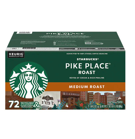 Starbucks Pike Place Medium Roast K-Cup, 72-count