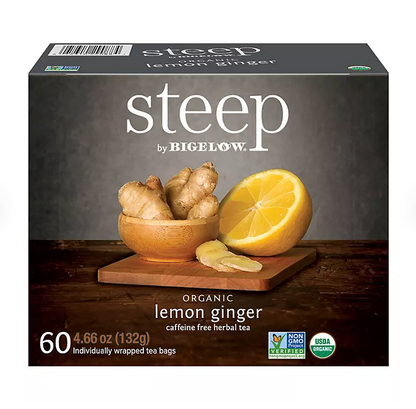 steep by Bigelow Lemon Ginger Herbal Tea 60 ct.