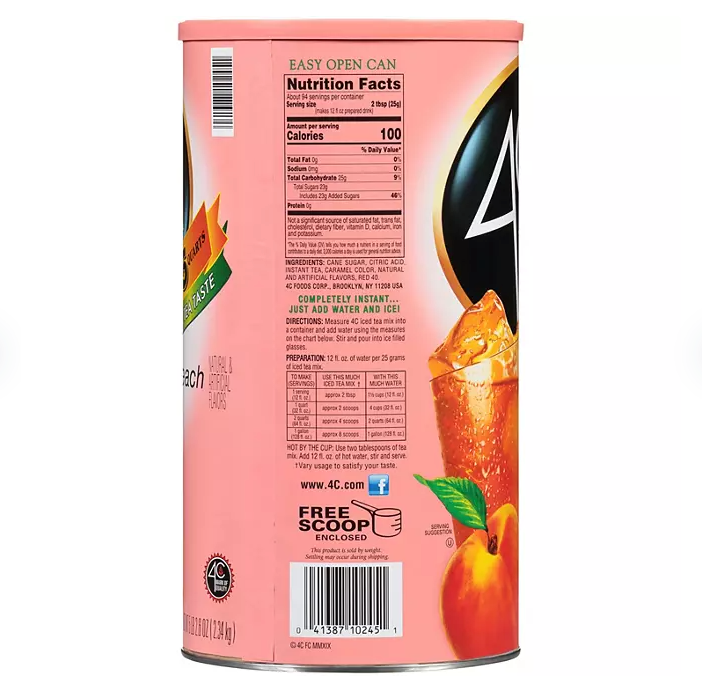 4C 35 QT Peach Iced Tea Mix (82.6 oz.)