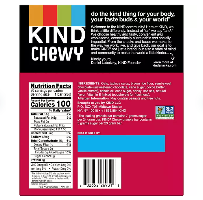 KIND Kids Chewy Chocolate Chip Granola Bars 30 ct.