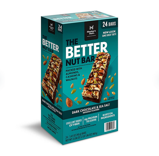 Member's Mark The Better Nut Bar, Dark Chocolate and Sea Salt, 24 ct.