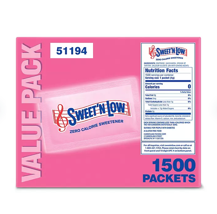 Sweet'N Low Zero-Calorie Sweetener Packets 1,500 ct.