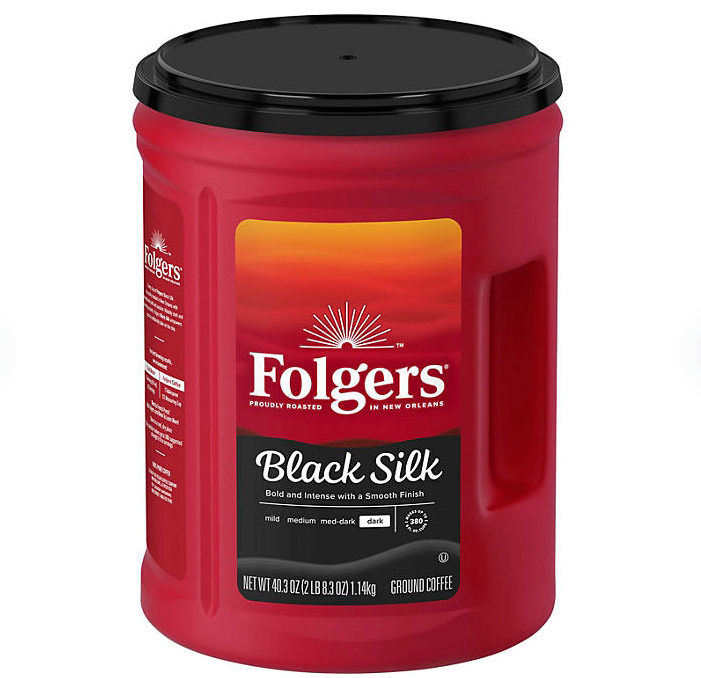 Folgers Dark Roast Ground Coffee, Black Silk, 40.3 oz.