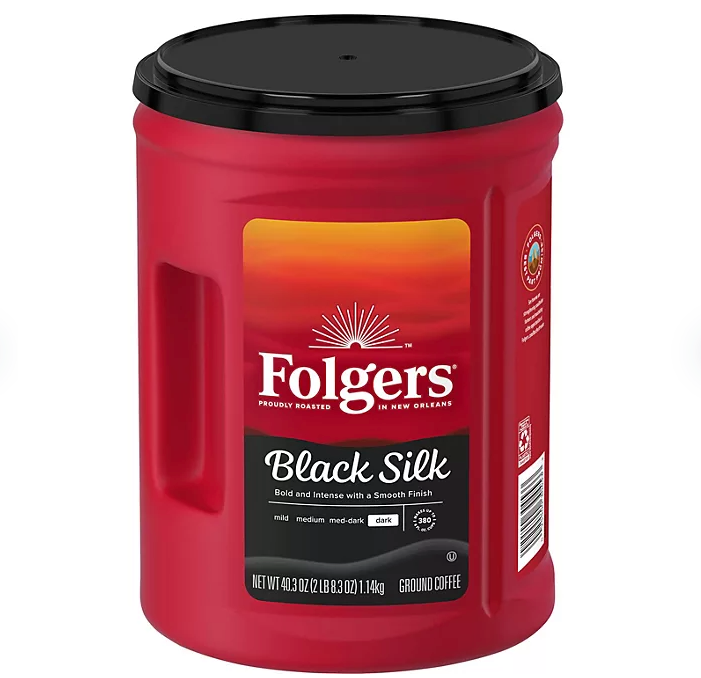 Folgers Dark Roast Ground Coffee, Black Silk, 40.3 oz.