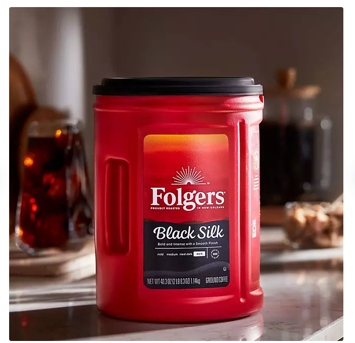 Folgers Dark Roast Ground Coffee, Black Silk, 40.3 oz.