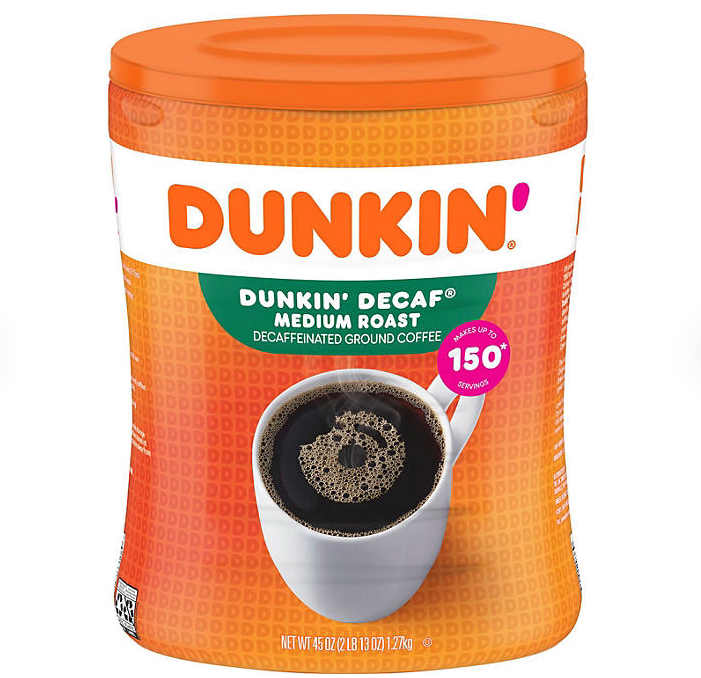 Dunkin' Donuts Decaffeinated Ground Coffee, Medium Roast 45 oz.