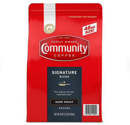 Community Coffee Ground Dark Roast, Signature Blend, 46 oz.