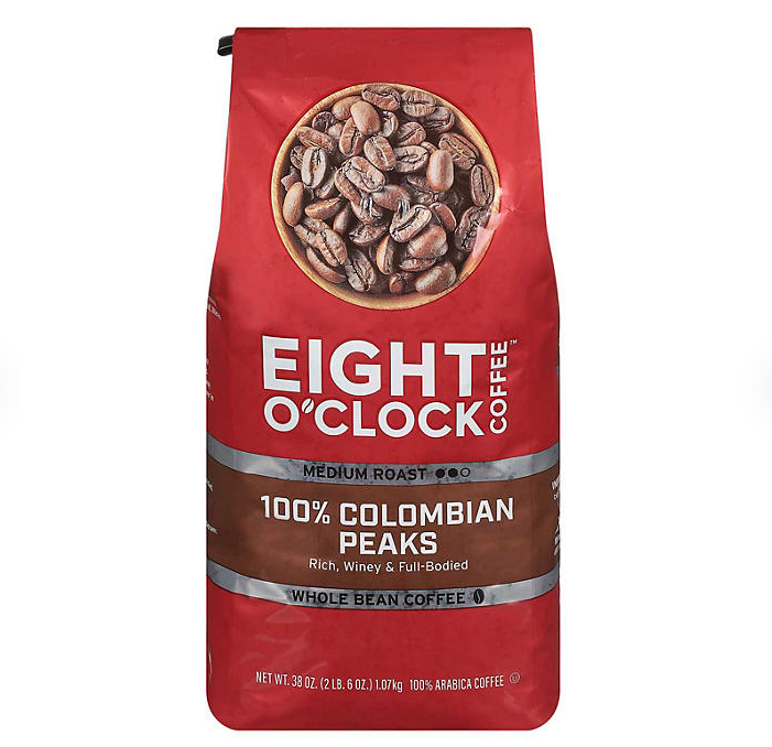 Eight O'Clock Medium Roast Whole Bean Coffee, 100% Colombian Peaks (38 oz.)