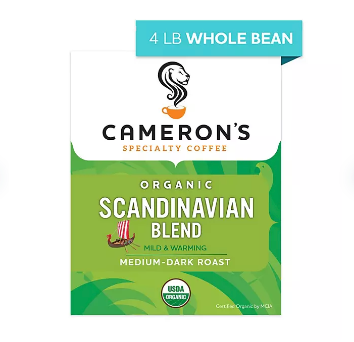 Cameron's Organic Whole Bean Coffee, Scandinavian Blend 64 oz.