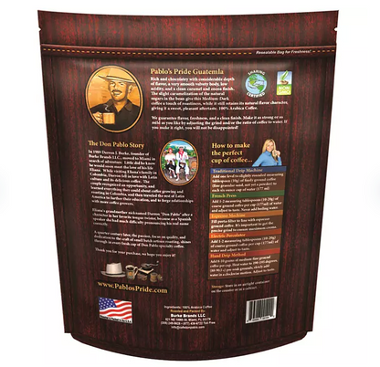 Pablo's Pride Gourmet Medium-Dark Roast Whole Bean Coffee, Guatemala (32 oz.)