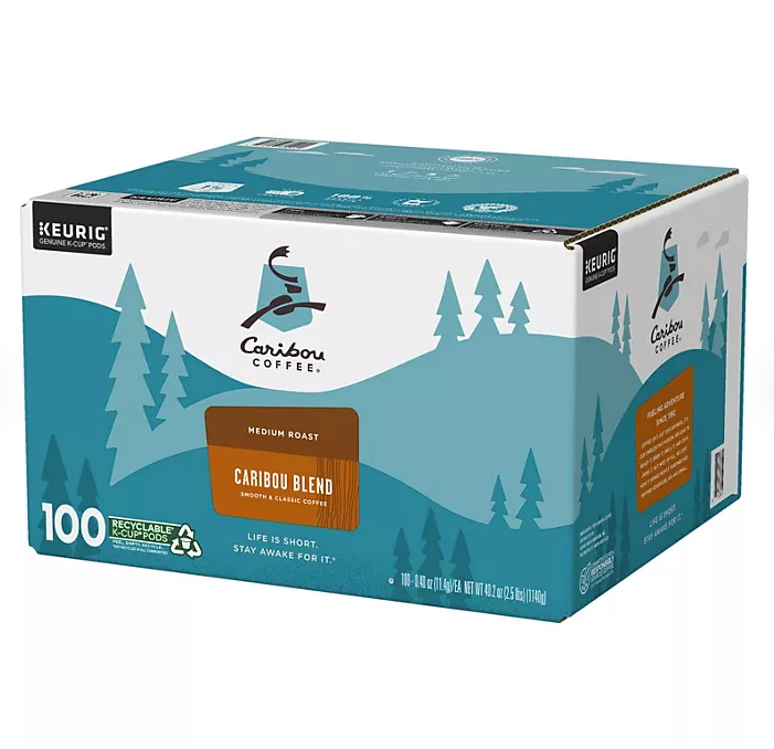 Caribou Coffee Medium Roast K-Cup Pods, Caribou Blend, 100 ct.