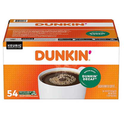 Dunkin' Donuts Decaf Coffee K-Cups, Medium Roast, 54 ct.