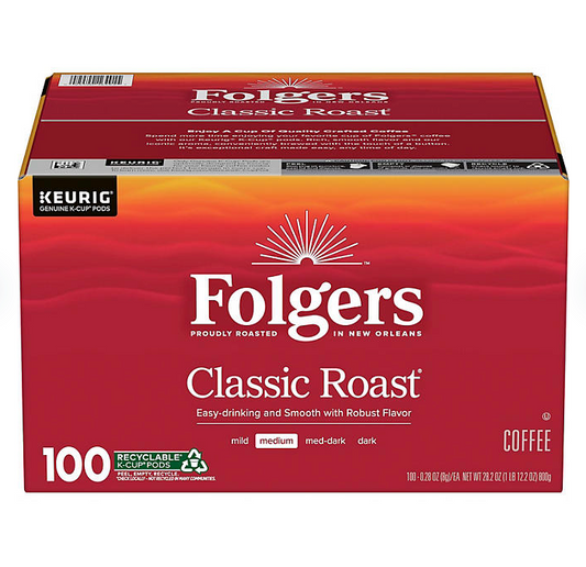 Folgers Classic Medium Roast K-Cup Coffee Pods (100 ct.)