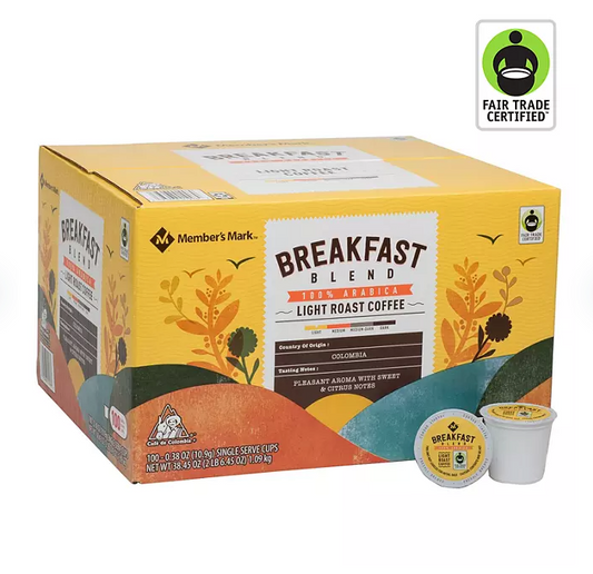 Member's Mark Single Serve Coffee Cups, Breakfast Blend (100 ct.)