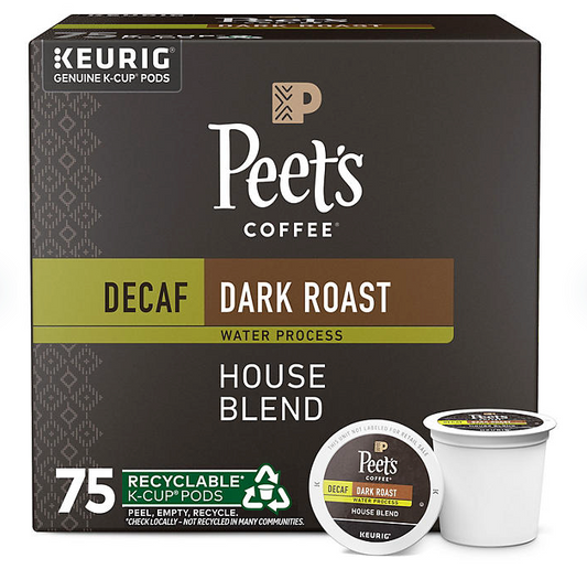 Peet's Coffee Decaf Dark Roast K-Cup Pods, House Blend (75 ct.)