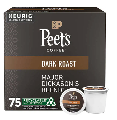 Peet's Coffee Major Dickason's Blend K-Cup Pod, 75-count