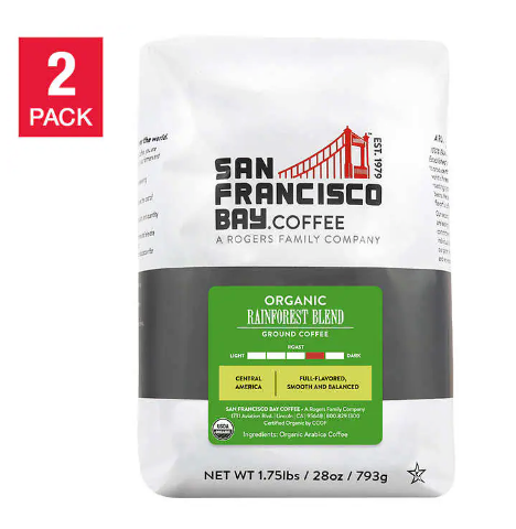 San Francisco Bay Coffee Organic Rainforest Blend Ground 28oz, 2-pack