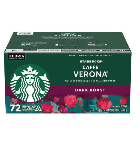 Starbucks Coffee Caff� Verona Dark Roast K-Cup Pod, 72-count