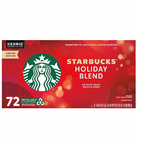 Starbucks Coffee Holiday Blend K-Cup Pod, 72-count