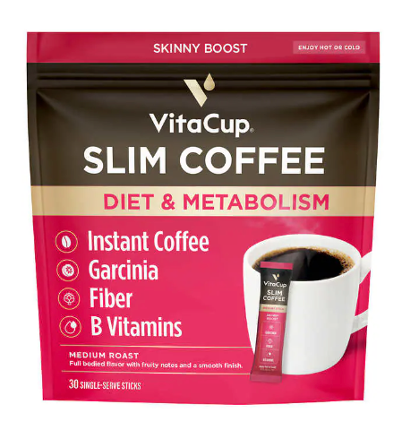 VitaCup Slim Instant Coffee Packets, Boost Diet & Metabolism, 30-count