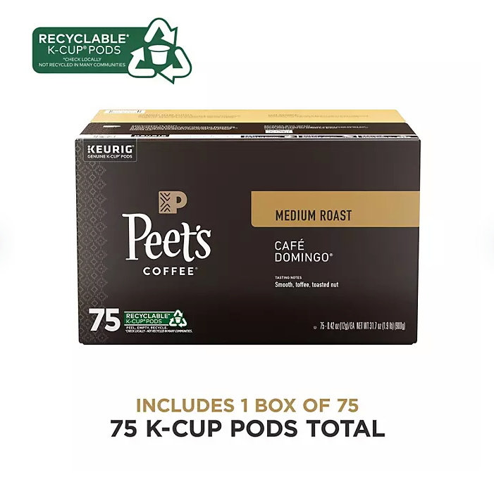 Peet's Coffee Medium Roast K-Cup Pods, CafŽ Domingo (75 ct.)