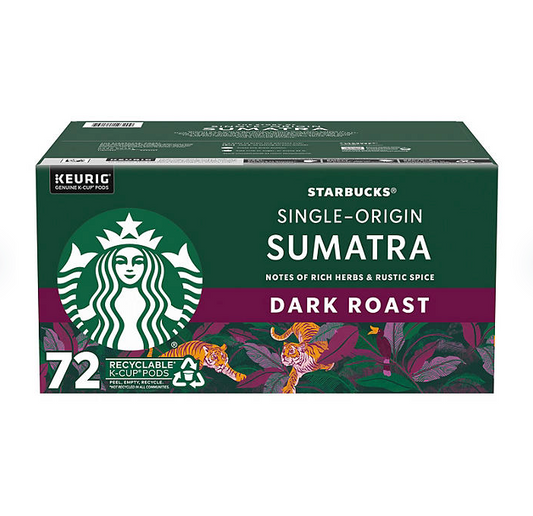 Starbucks Dark Roast K-Cup Coffee Pods, Single-Origin Sumatra (72 ct.)