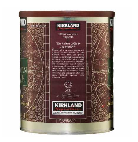 Kirkland Signature 100% Colombian Coffee, Dark Roast, 3 lbs