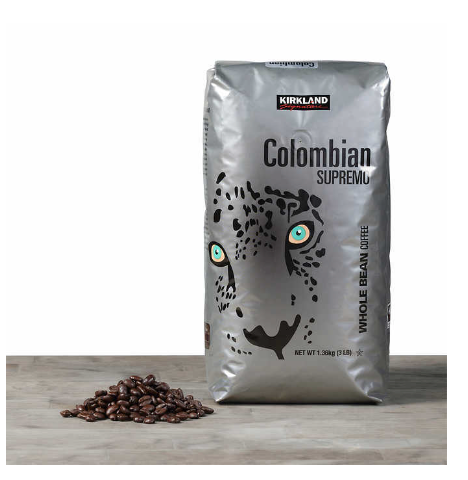 Kirkland Signature Colombian Supremo Coffee, Whole Bean, 3 lbs