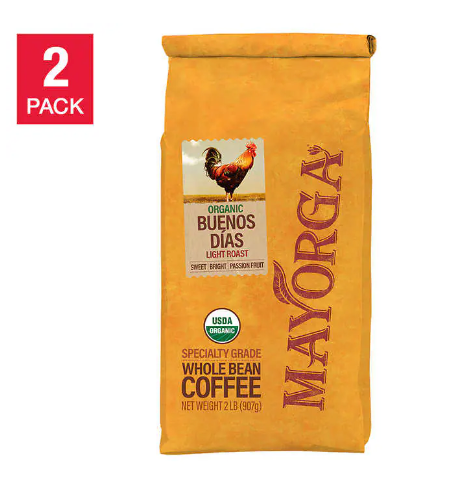 Mayorga Buenos D’as, USDA Organic, Light Roast, Whole Bean Coffee, 2lb, 2-pack