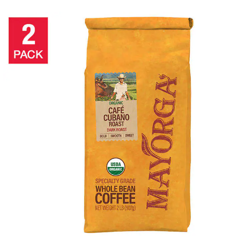 Mayorga Café Cubano Roast, USDA Organic, Dark Roast, Whole Bean Coffee, 2lb, 2-pack