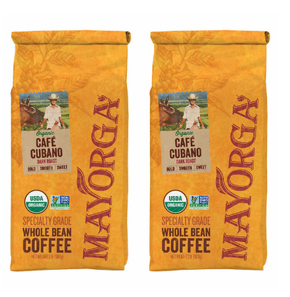 Mayorga Café Cubano Roast, USDA Organic, Dark Roast, Whole Bean Coffee, 2lb, 2-pack