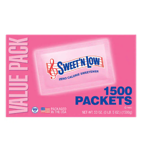 Sweet'N Low Zero Calorie Sweetener, 1 g, 1,500-count