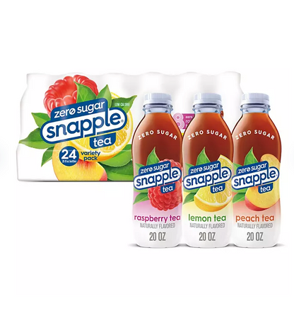 Diet Snapple Tea Three Flavor Variety Pack (20 fl. oz., 24 pk.)