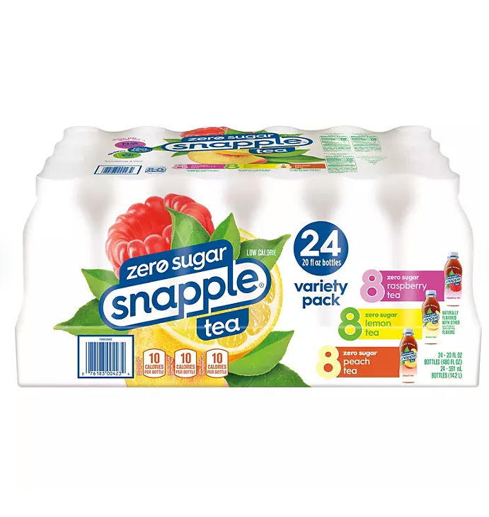 Diet Snapple Tea Three Flavor Variety Pack (20 fl. oz., 24 pk.)