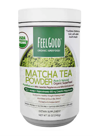 Feel Good USDA Organic Matcha Tea Powder, 16 Ounces