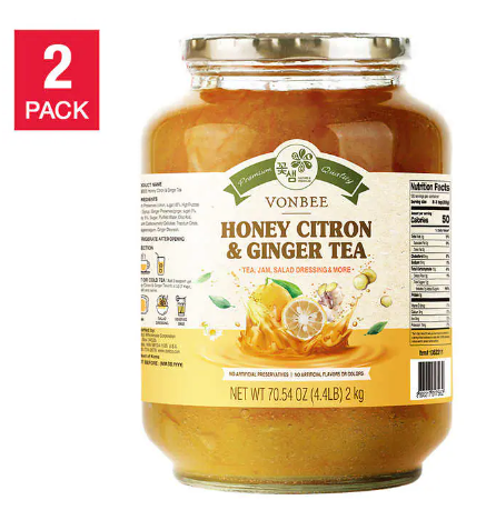 Vonbee Honey Citron & Ginger Tea 4.4 lb 2-pack