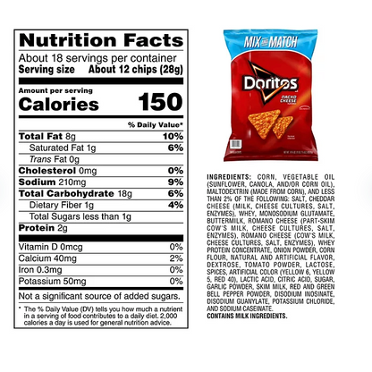 Doritos Tortilla Chips, Nacho Cheese Flavored (18.38 oz.)