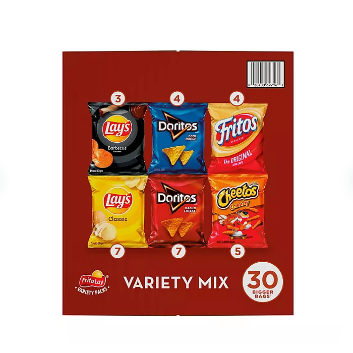 Frito-Lay Big Grab Mix Variety Pack Chips and Snacks (30 ct.)