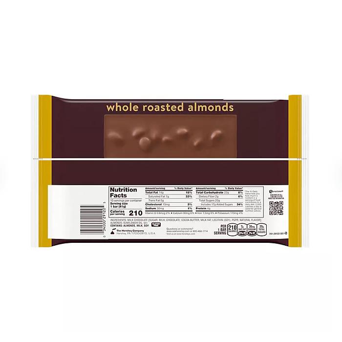 HERSHEY'S Milk Chocolate with Whole Almonds Candy (10 ct.)