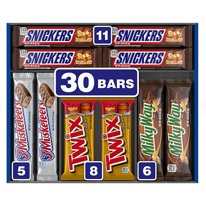 Milky Way, Snickers, Twix & More Full Size Bulk Chocolate Candy Bars (30 ct.)