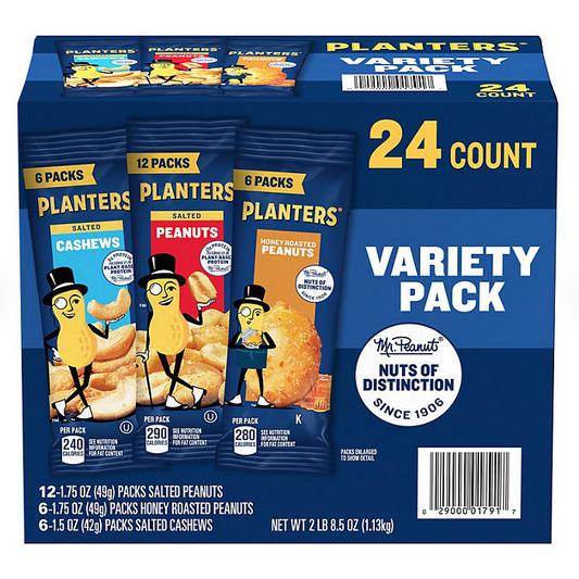 Planters Nuts Cashews and Peanuts Variety Pack (40.5 oz., 24 pk.)