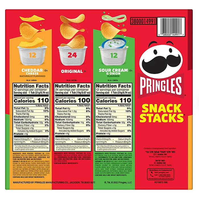 Pringles Potato Crisps Chips, Variety Pack, Snacks Stacks (33.8 oz. box, 48 ct.)